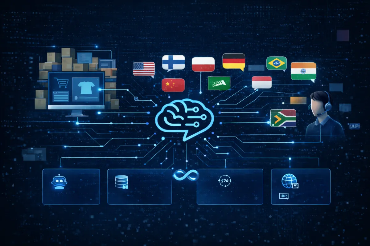 AI customer support for e-commerce — local and global, with knowledge base, API integration and multilingual chat